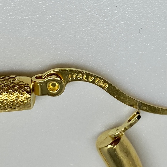 18K Solid Gold Two-Tone Earrings - Picture 5 of 5